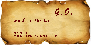 Gegán Opika névjegykártya